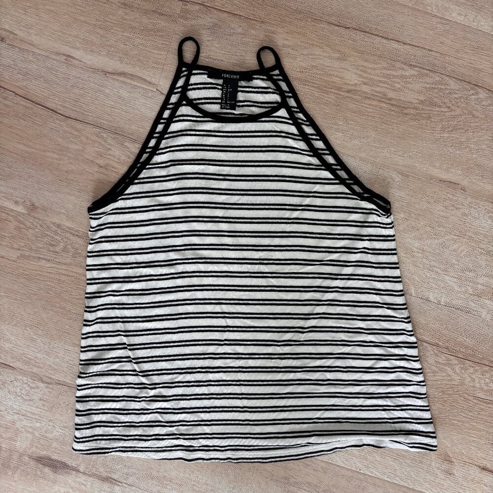 Black and white striped tank top, Size small